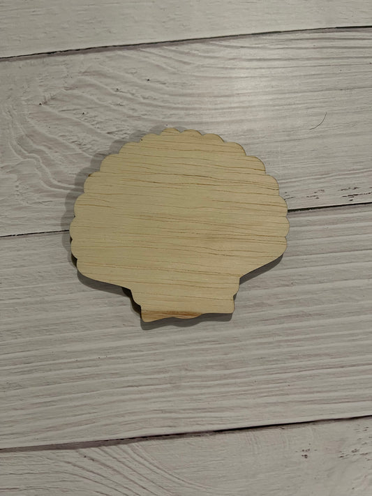 Set of 4 Seashell Coasters Unfinished Wood Blanks. DIY wood coaster set.