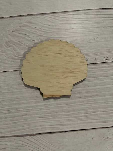 Set of 4 Seashell Coasters Unfinished Wood Blanks. DIY wood coaster set.