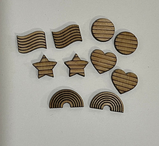 Pride Set Blank Wood Stud Earrings. DIY jewelry. Unfinished laser cut wood jewelry. Wood earring blanks. Unfinished wood earrings. Wood jewelry blanks.