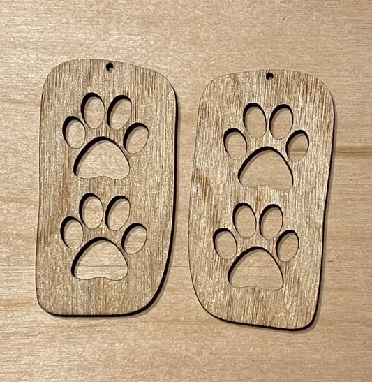 Paws Blank Wood Earrings. DIY jewelry. Unfinished laser cut wood jewelry. Wood earring blanks. Unfinished wood earrings. Wood jewelry blanks.