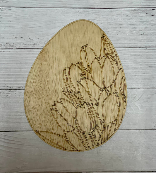 Tulip Bouquet Easter Egg Unfinished Wood Resin frame. Resin art frame. DIY wood cutout. Unfinished laser cut wood resin frame.