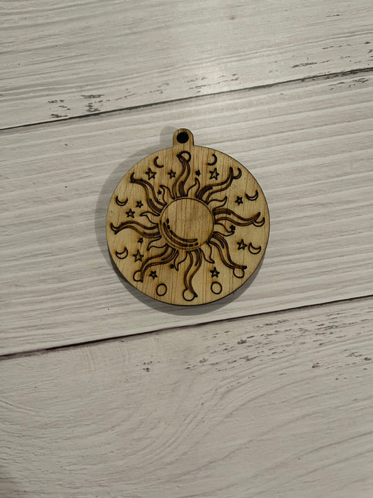 Celestial Unfinished Wood Keychain Blank