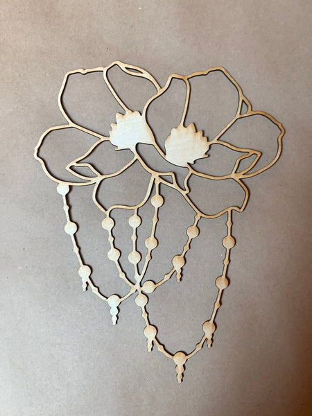Flowers and Beads Unfinished Wood Resin Art Frame. Resin art frame. DIY wood cutout. Unfinished laser cut wood resin frame.