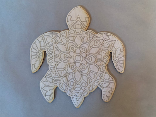 Sea Turtle Unfinished Wood Blank. DIY wood cutout. Wood mandala blank.