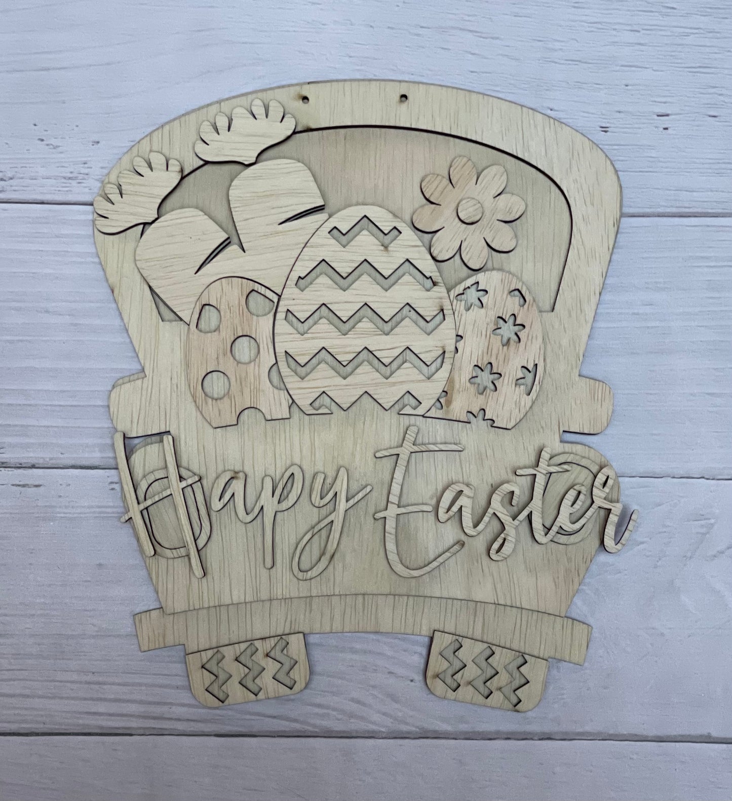 Easter Truck DIY Unfinished Scored Wood Door Hanger Sign Set