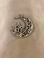 Crescent Moon and Star Unfinished Wood Blank. DIY wood cutout. Diy painting blank.