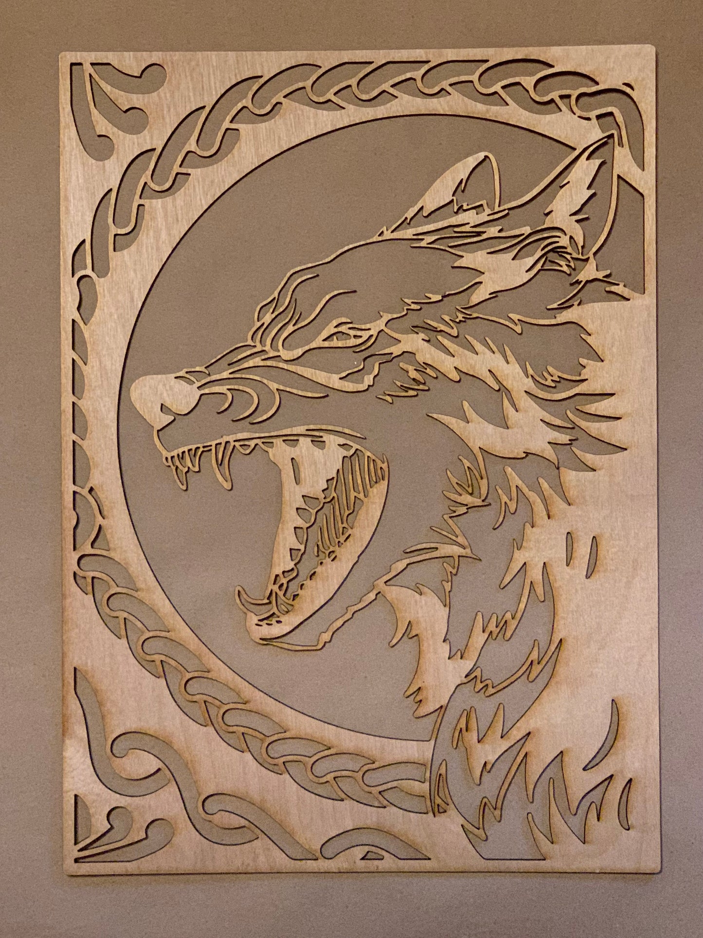 Fenrir Wolf Unfinished Wood frame. Resin art frame. DIY wood cutout. Unfinished laser cut wood resin frame. Wood blanks.