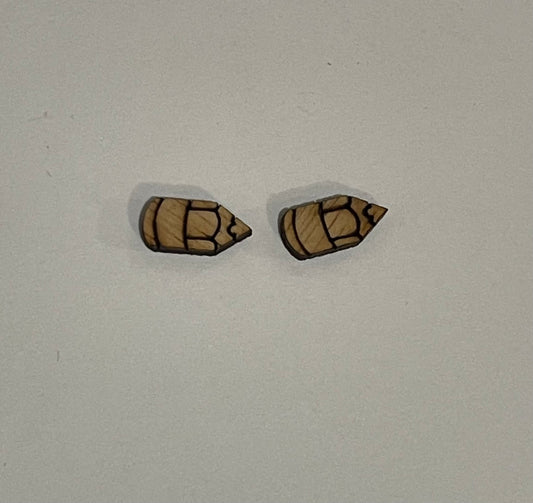 Pencils Blank Wood Stud Earrings. DIY jewelry. Unfinished laser cut wood jewelry. Wood earring blanks. Unfinished wood earrings. Wood jewelry blanks.