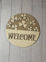 Welcome Clovers Round Sign Blank Set