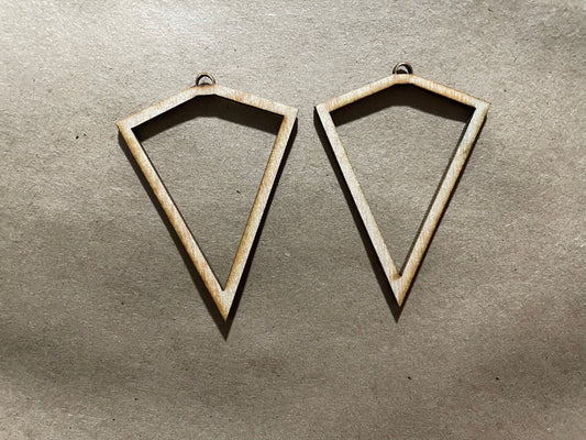 Open Back Upside Down Point Blank Wood Earrings. DIY jewelry. Unfinished laser cut wood jewelry. Wood earring blanks. Unfinished wood earrings. Wood jewelry blanks.