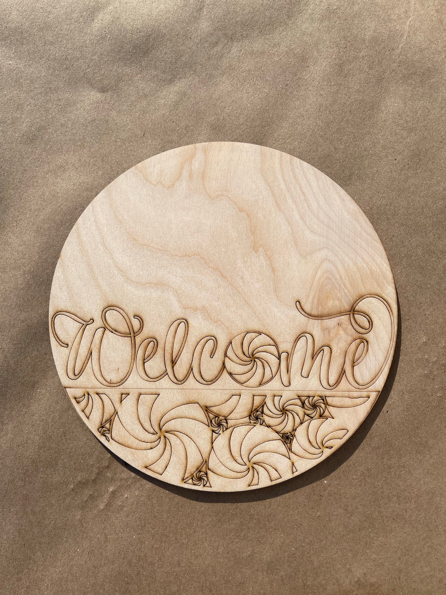 Welcome with Peppermints Round Unfinished Scored Wood Blank. DIY wood cutout. Diy painting blank.