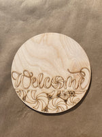 Welcome with Peppermints Round Unfinished Scored Wood Blank. DIY wood cutout. Diy painting blank.