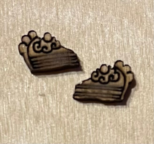 Pie Blank Wood Stud Earrings. DIY jewelry. Unfinished laser cut wood jewelry. Wood earring blanks. Unfinished wood earrings. Wood jewelry blanks.