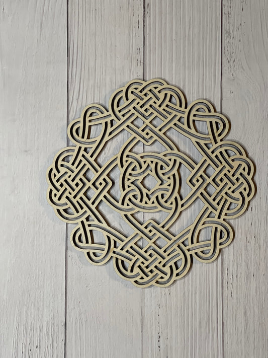 Celtic Knot Mandala Unfinished Wood. DIY wood cutout. Unfinished laser cut wood resin frame.