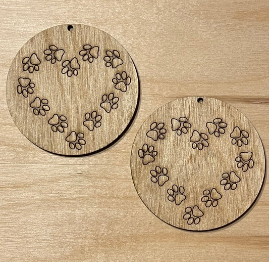 Paws Blank Wood Earrings. DIY jewelry. Unfinished laser cut wood jewelry. Wood earring blanks. Unfinished wood earrings. Wood jewelry blanks.