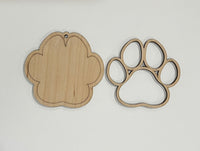 Paw Ornament. Unfinished wood ornament
