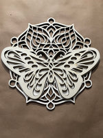 Stacked Mandala Butterfly Unfinished Wood Cut Out. Unfinished Wood frame. Resin art frame. DIY wood cutout. Unfinished laser cut wood resin frame.