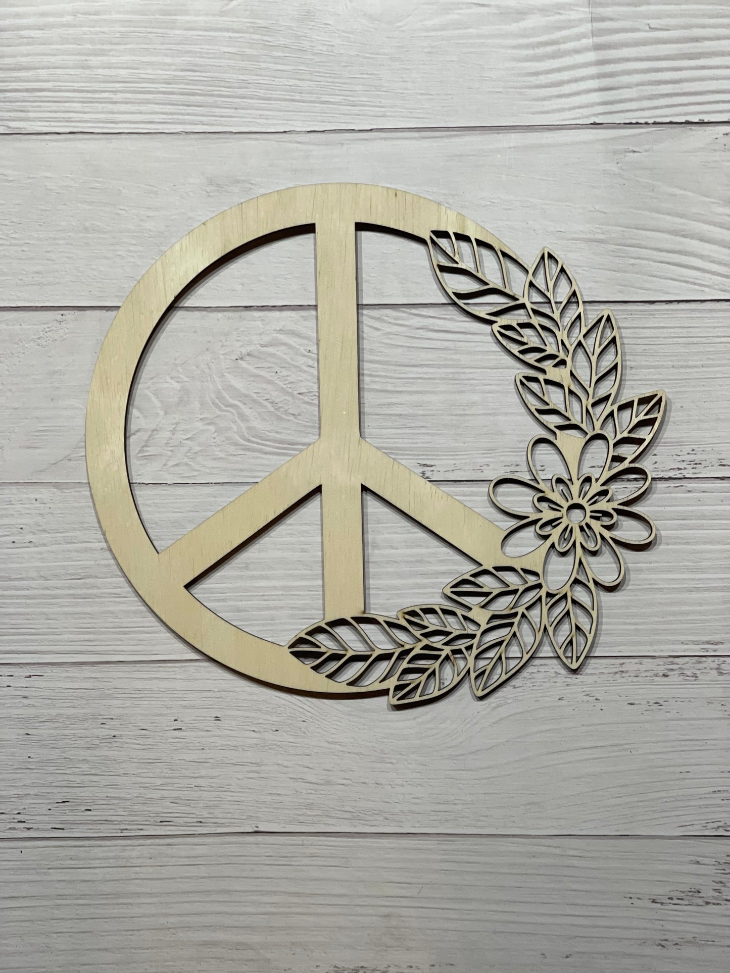 Floral Peace Sign Wood Cut Out. Unfinished Wood frame. Resin art frame. DIY wood cutout. Unfinished laser cut wood resin frame.