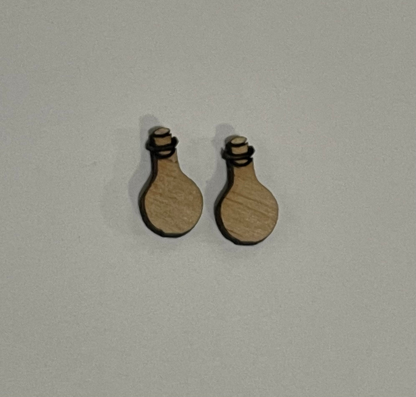 Potion Bottle Blank Wood Stud Earrings. DIY jewelry. Unfinished laser cut wood jewelry. Wood earring blanks. Unfinished wood earrings. Wood jewelry blanks.