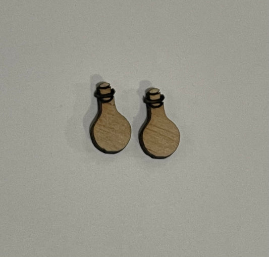 Potion Bottle Blank Wood Stud Earrings. DIY jewelry. Unfinished laser cut wood jewelry. Wood earring blanks. Unfinished wood earrings. Wood jewelry blanks.