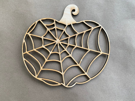 Spiderweb Pumpkin Unfinished Wood Resin Art Frame. Resin art frame. DIY wood cutout. Unfinished laser cut wood resin frame.