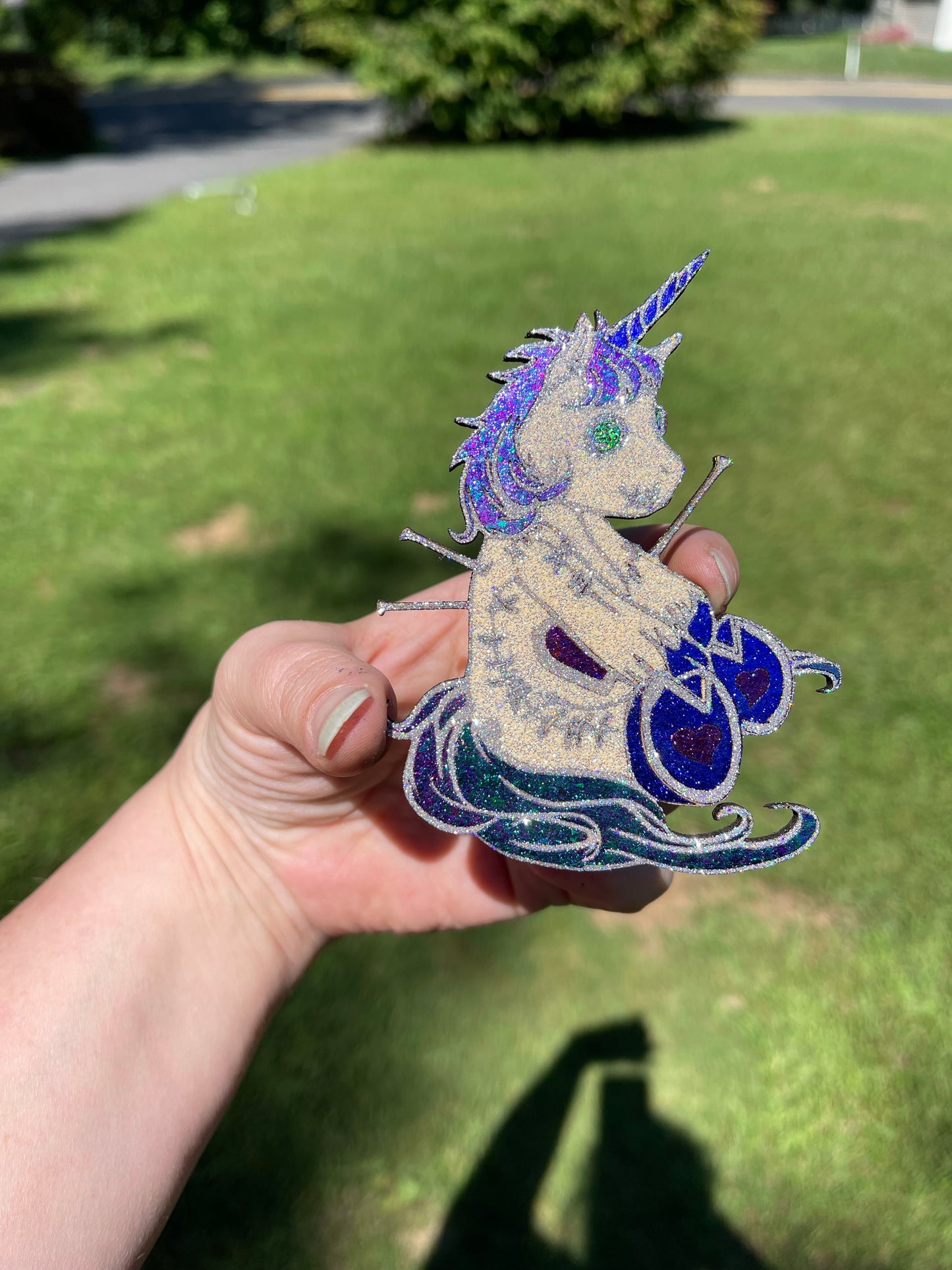 Fluffy the Voodoo Unicorn - Laser Cut and Scored Unfinished Wood Project with 3M adhesive added