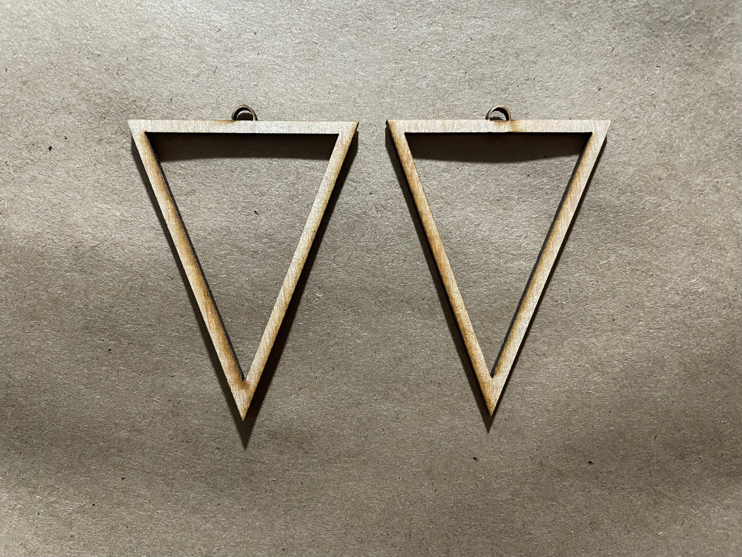 Open Back Upside Down Triangle Blank Wood Earrings. DIY jewelry. Unfinished laser cut wood jewelry. Wood earring blanks. Unfinished wood earrings. Wood jewelry blanks.