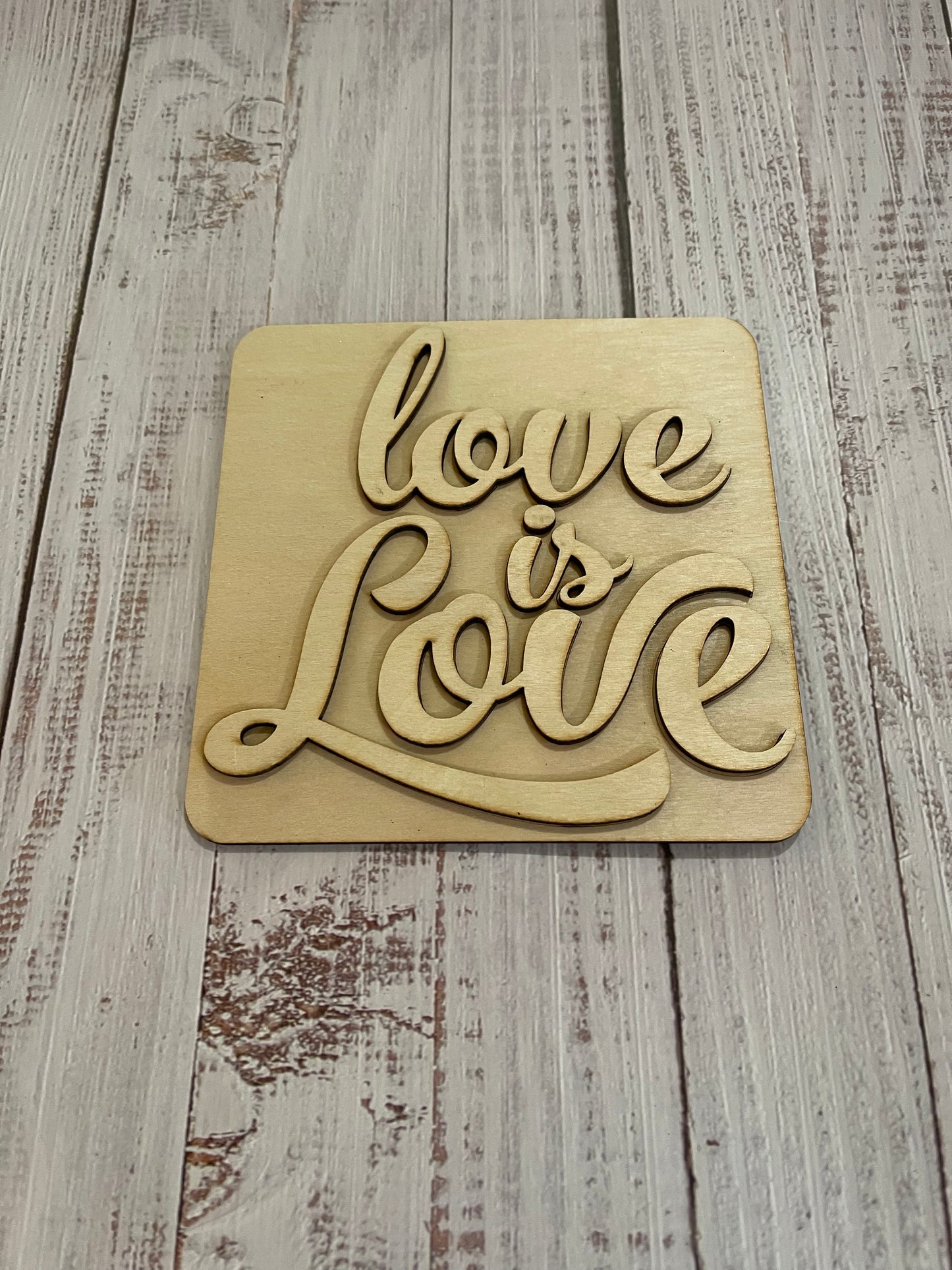 Love is Love Unfinished Scored Wood Plaque. DIY wood cutout. Wood mandala blank.