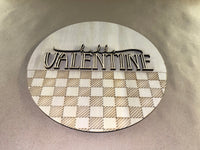 Hello Valentine Buffalo Plaid Round Sign Blank Set