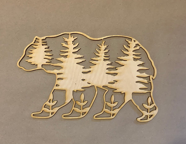 Bear and Trees Resin Art Frame. Unfinished Wood frame. Resin art frame. DIY wood cutout.