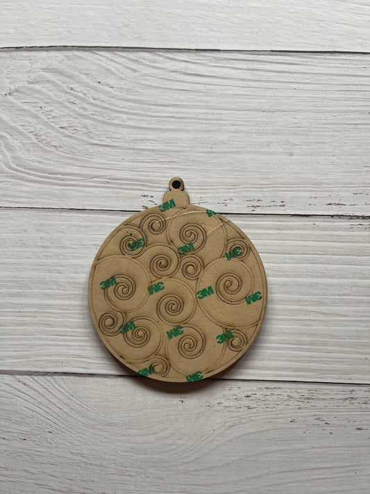 Swirly Unfinished wood ornament