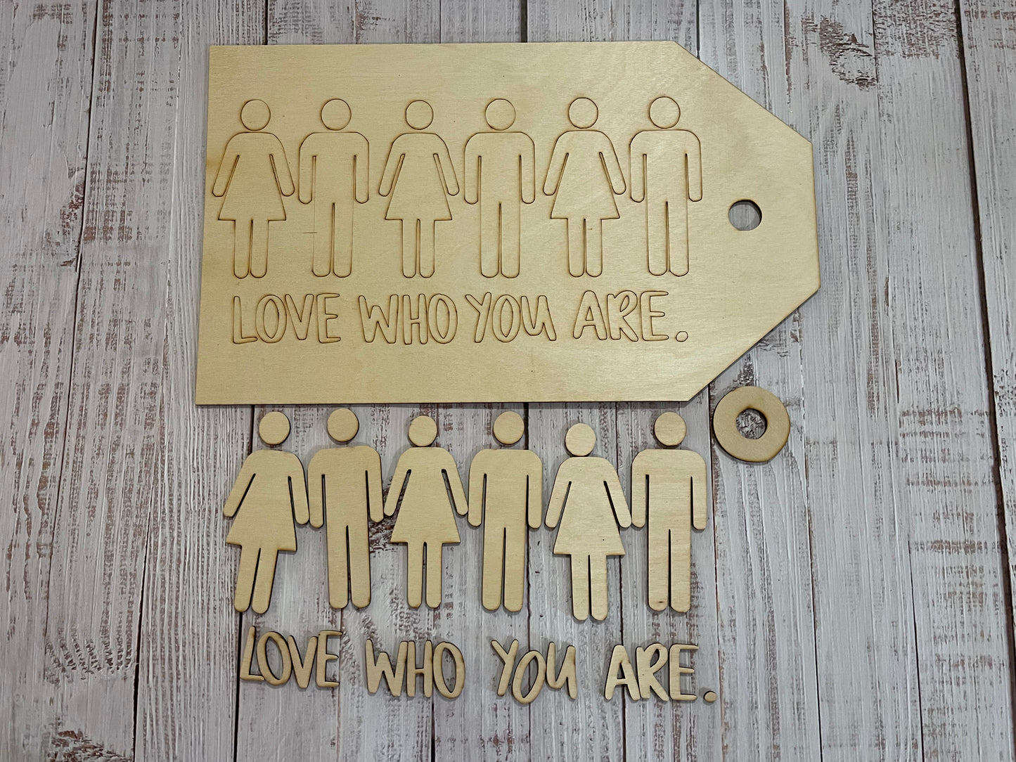 Love Who You Are Unfinished Scored Wood Plaque. DIY wood cutout. Wood mandala blank.