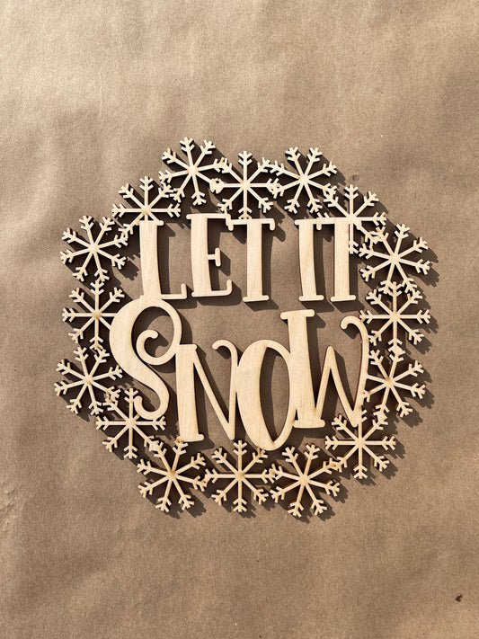 Let it Snow Round Unfinished Wood frame. Resin art frame. DIY wood cutout. Unfinished laser cut wood resin frame. Wood blanks.