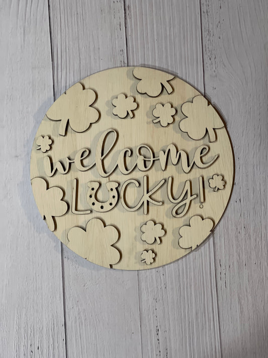 Welcome Lucky Round Sign Blank Set