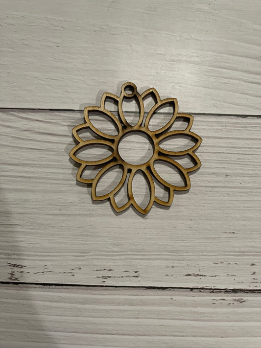 Sunflower Unfinished Wood Keychain Blanks - Set of 4 - 4 pieces