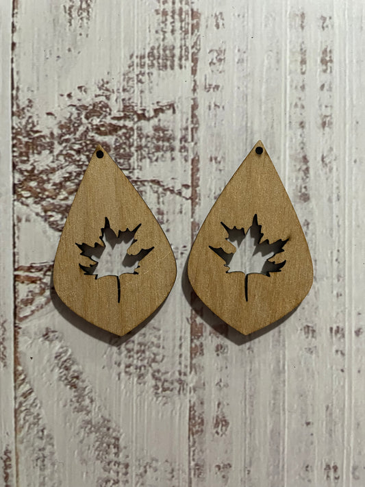 Fall Leaf Blank Wood Earrings. DIY jewelry. Unfinished laser cut wood jewelry. Wood earring blanks. Unfinished wood earrings. Wood jewelry blanks.
