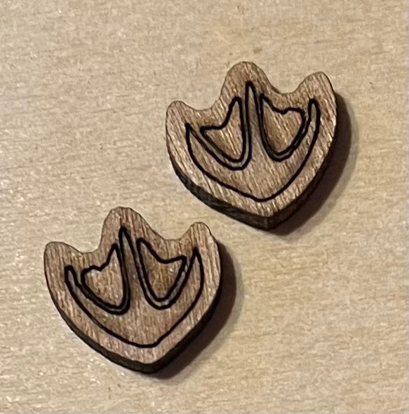 Duck Print Blank Wood Stud Earrings. DIY jewelry. Unfinished laser cut wood jewelry. Wood earring blanks. Unfinished wood earrings. Wood jewelry blanks.