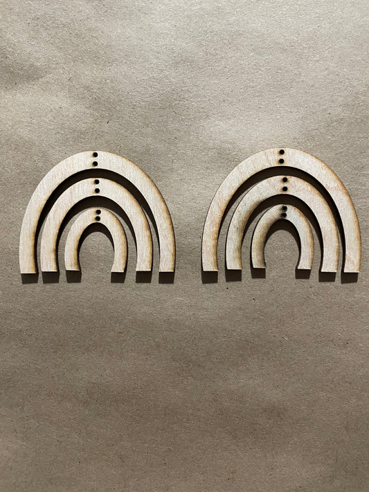 Stacked Rainbow Blank Wood Earrings. DIY jewelry. Unfinished laser cut wood jewelry. Wood earring blanks. Unfinished wood earrings. Wood jewelry blanks.