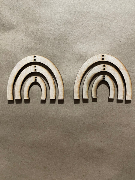 Stacked Rainbow Blank Wood Earrings. DIY jewelry. Unfinished laser cut wood jewelry. Wood earring blanks. Unfinished wood earrings. Wood jewelry blanks.