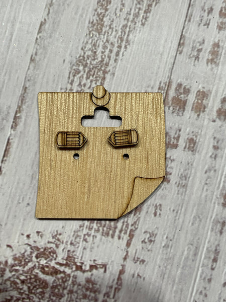 Post it Note Earring Card and Pencil Blank Wood Stud Earrings. DIY jewelry. Unfinished laser cut wood jewelry. Wood earring blanks. Unfinished wood earrings. Wood jewelry blanks.