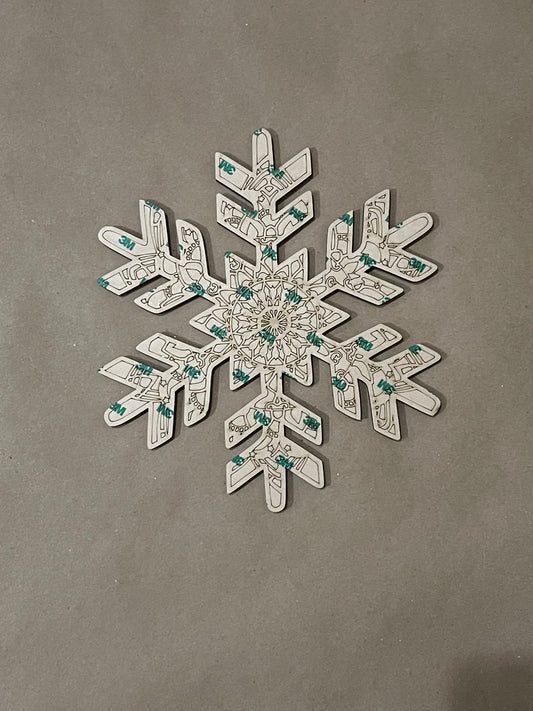 Snowflake Mandala Unfinished Wood. DIY wood cutout. Unfinished laser cut wood resin frame.