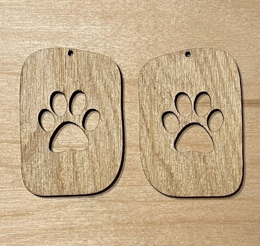 Paws Blank Wood Earrings. DIY jewelry. Unfinished laser cut wood jewelry. Wood earring blanks. Unfinished wood earrings. Wood jewelry blanks.