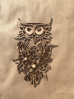 Floral Owl Unfinished Wood frame. Resin art frame. DIY wood cutout. Unfinished laser cut wood resin frame. Wood blanks.