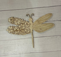 Half Dragonfly and Flowers Unfinished Wood frame. Resin art frame. DIY wood cutout. Unfinished laser cut wood resin frame. Wood blanks.