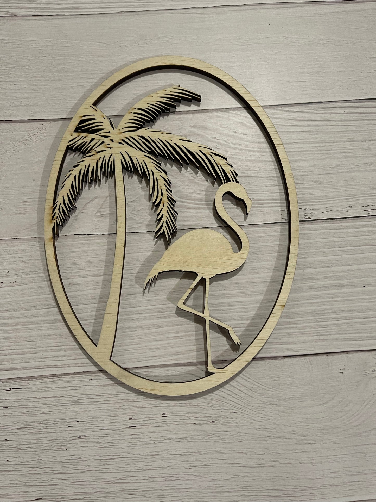 Tropical Flamingo Vertical Oval Unfinished Wood frame. Resin art frame. DIY wood cutout. Unfinished laser cut wood resin frame. Wood blanks.