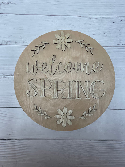 Welcome Spring Round Sign Blank Set