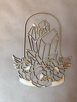 Crystals and Wildflowers Bell Cloche Wood frame. Resin art frame. DIY wood cutout. Unfinished laser cut wood resin frame. Wood blanks.