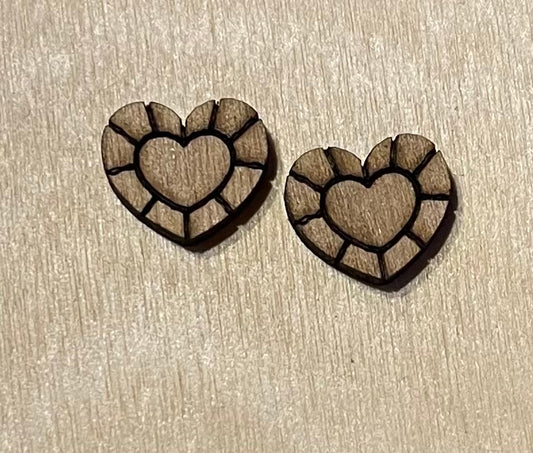 Heart Gem Blank Wood Stud Earrings. DIY jewelry. Unfinished laser cut wood jewelry. Wood earring blanks. Unfinished wood earrings. Wood jewelry blanks.