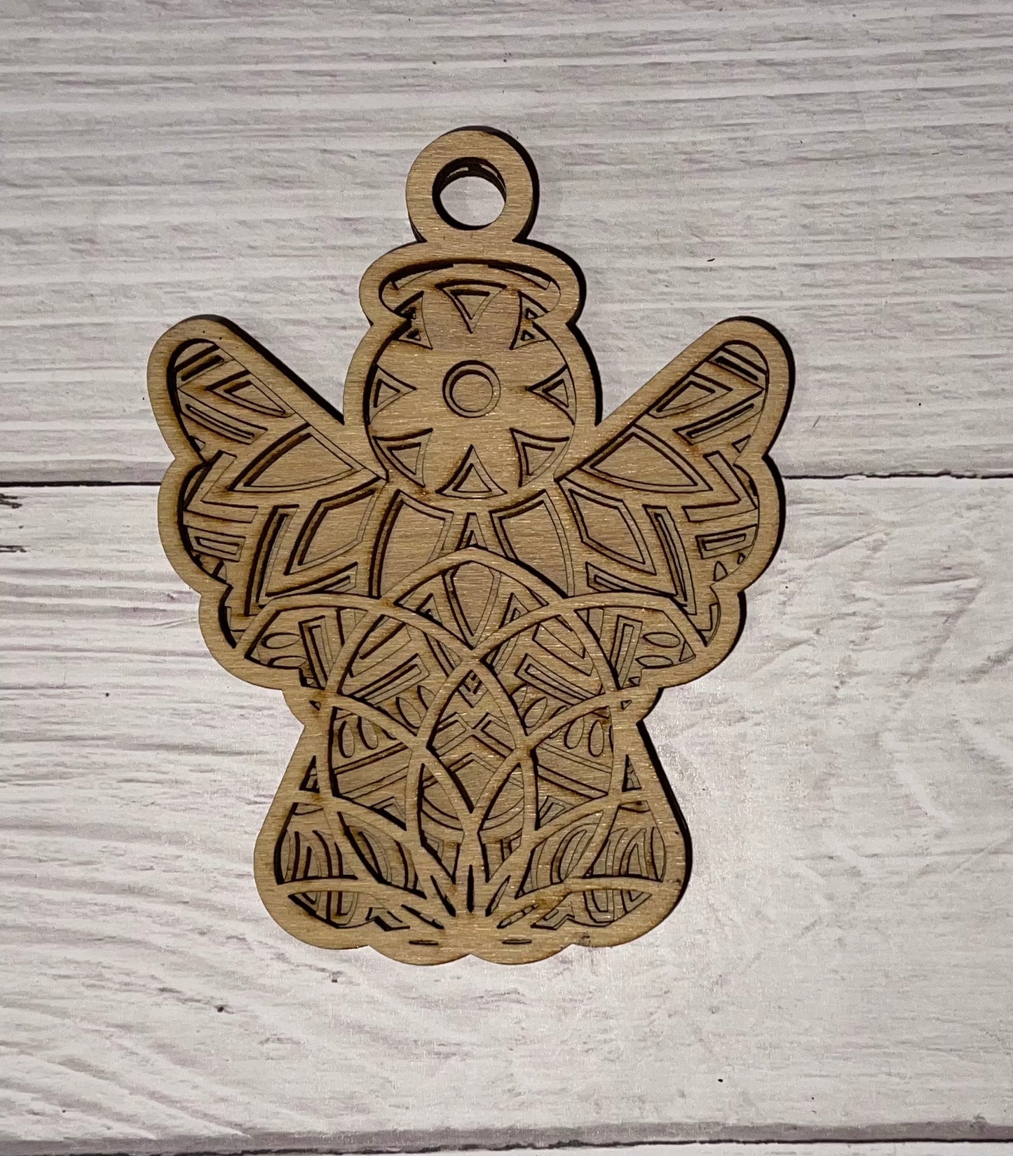 Angel 4 Layer Unfinished wood ornament
