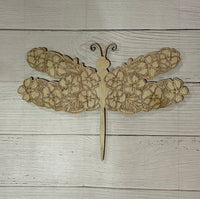 Dragonfly and Flowers Unfinished Wood frame. Resin art frame. DIY wood cutout. Unfinished laser cut wood resin frame. Wood blanks.
